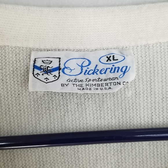 Vintage PICKERING Brookwood Country Club USA Ivory Button Up Cardigan R… - Picture 3 of 12